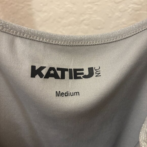 Katie J NYC Abby Gunmetal Gray Ruched Party Dress Junior Size Medium - Picture 3 of 9